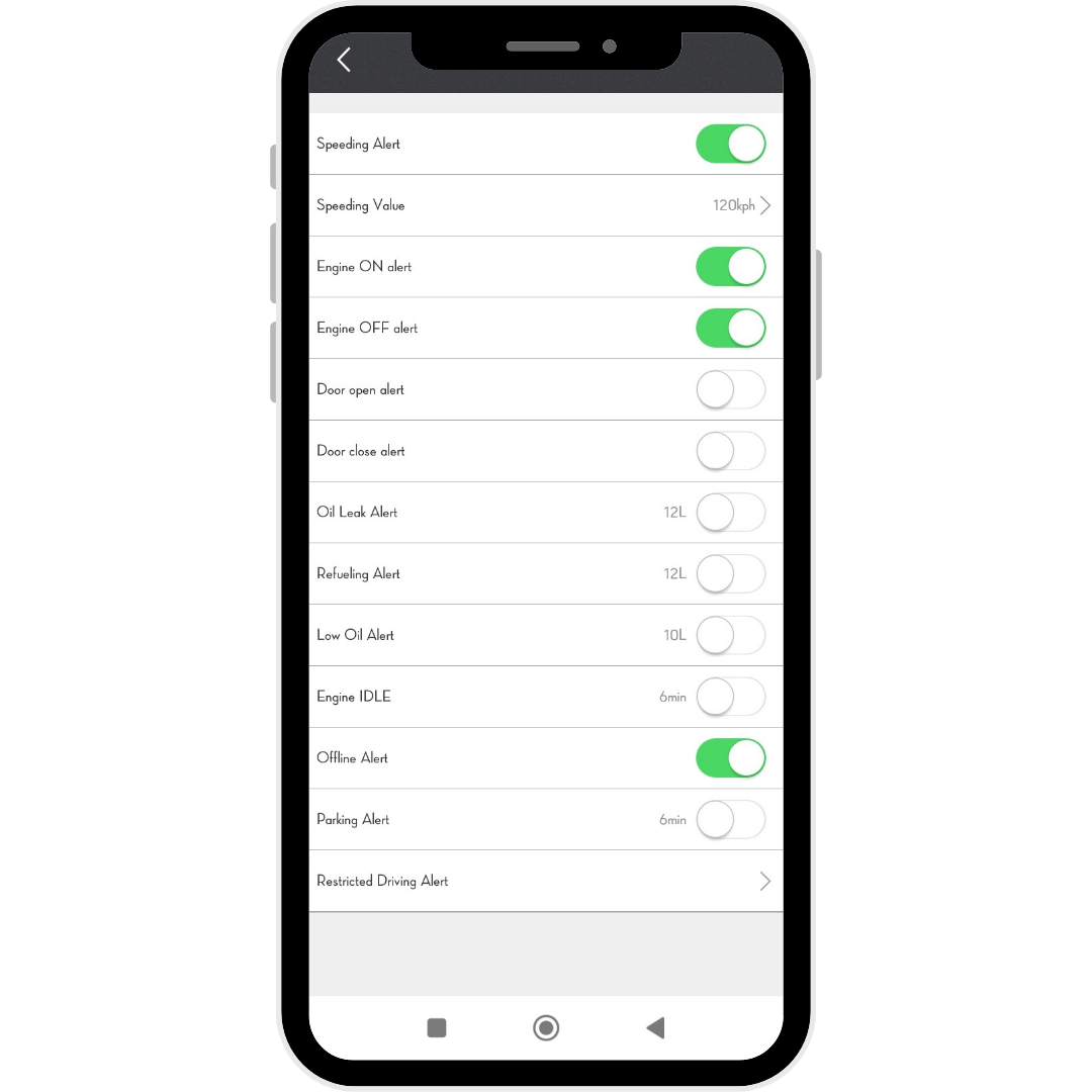 ITRACK GPS tracking application settings